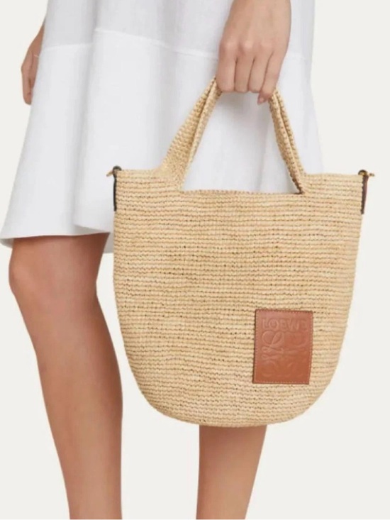 Loewe Handbags - LOEWE Paula’s Ibiza Raffia Slit Mini Tote Bag with Leather Anagram